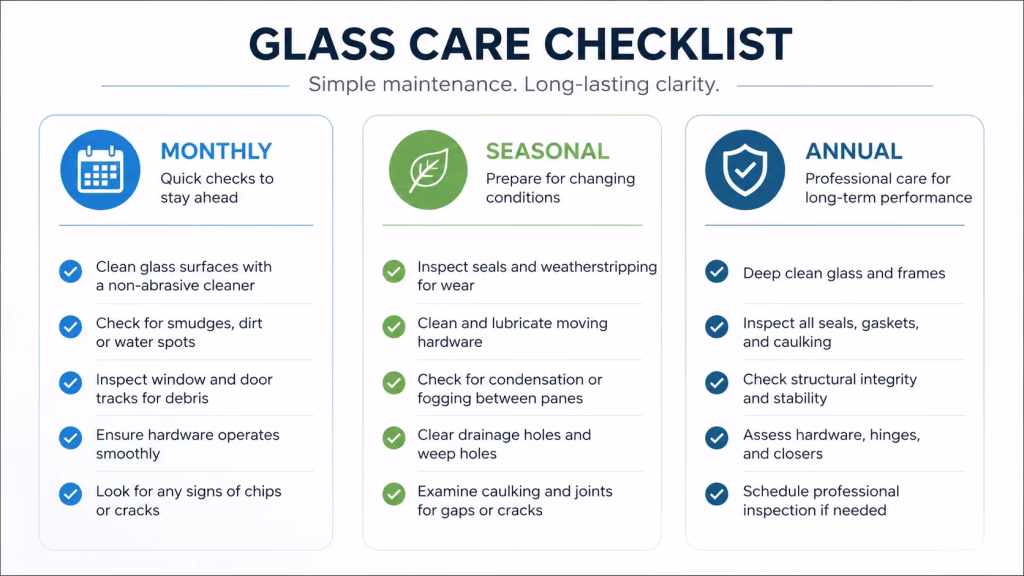 seasonal glass maintenance checklist for residential and commercial properties