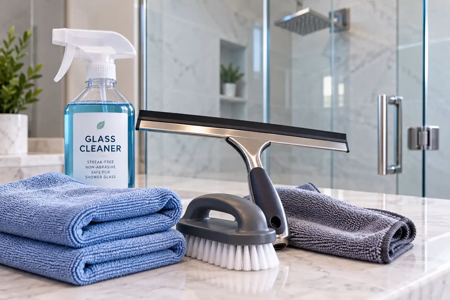 Non-abrasive tools for safely cleaning cloudy shower glass